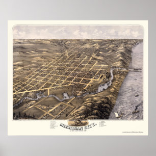 Michigan City, IN Panorama Karte - 1869b Poster