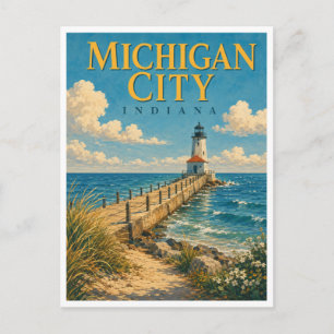 Michigan City Indiana East Pierhead GeoSaga Postkarte