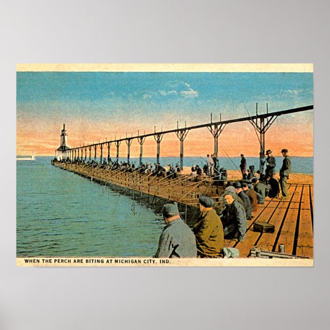 Michigan City, Indiana Fishing Pier Poster (Vorne)