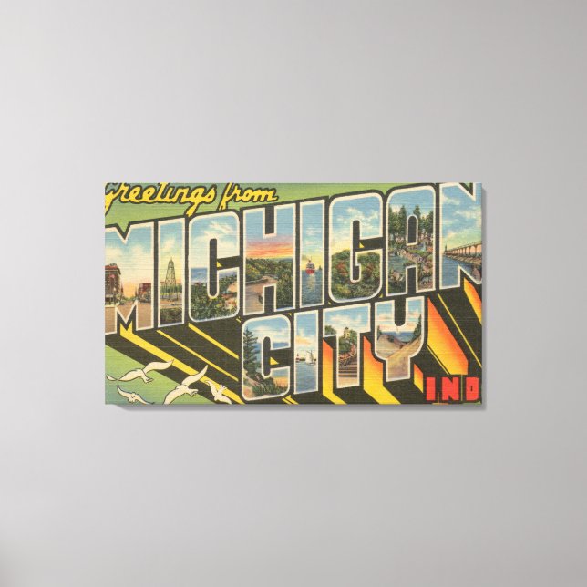 Michigan City, Indiana - Große Buchstabenszenen Leinwanddruck (Vorderseite)