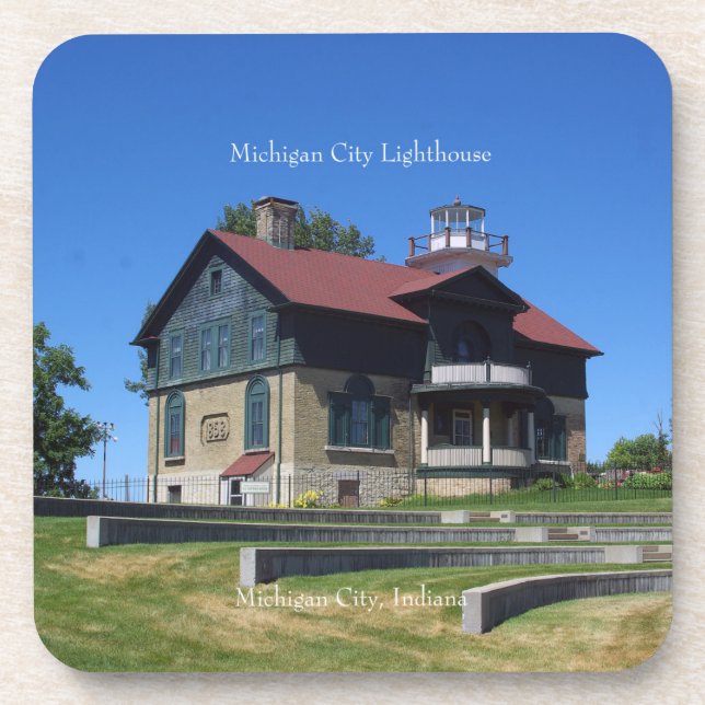 Michigan City Lighthouse set of 6 plastic coasters Getränkeuntersetzer (Vorderseite)