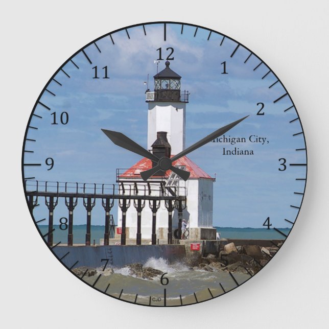 Michigan City Pierhead Light clock Große Wanduhr (Vorderseite)