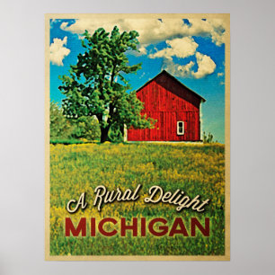 Michigan Country Red Barn Poster