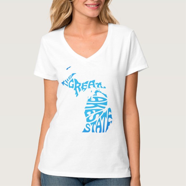 Michigan, der Staat der Großen Seen, blau T-Shirt (Vorderseite)