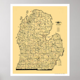 Michigan-Eisenbahn-Karte 1897 Poster