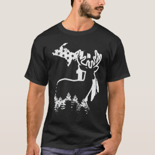 Michigan-Elchjagd-Staatskarte US-Flagge Patriotisc T-Shirt