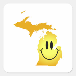 Michigan Face Quadratischer Aufkleber