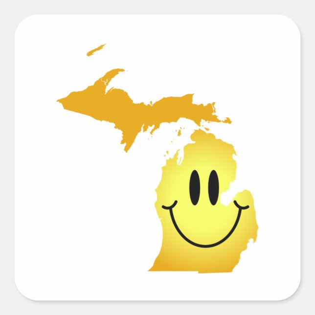 Michigan Face Quadratischer Aufkleber (Vorderseite)