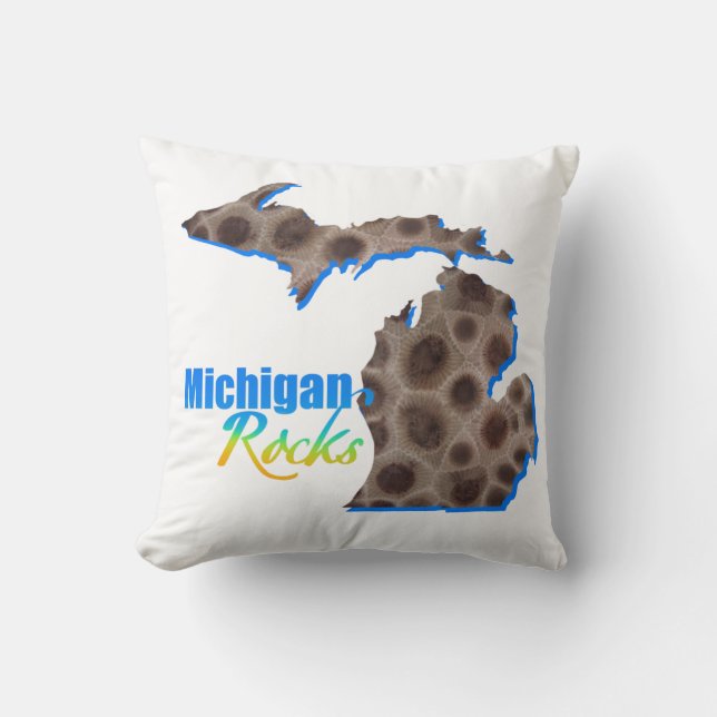 Michigan Felsen | Petoskey-Steinmuster Kissen (Vorderseite)