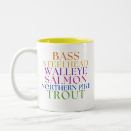 Michigan Fishing Rainbow Text Fisherwoman Mug Zweifarbige Tasse