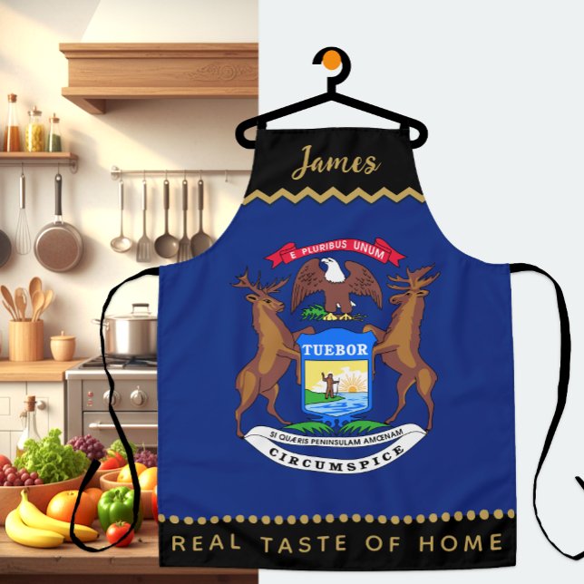 Michigan Flag Koch Schürze, Michigan Schürze (Patriotic Michigan Chefs Apron / name)