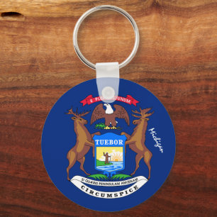 Michigan Flag & Michigan Urlaub, Patrioten/Sport Schlüsselanhänger
