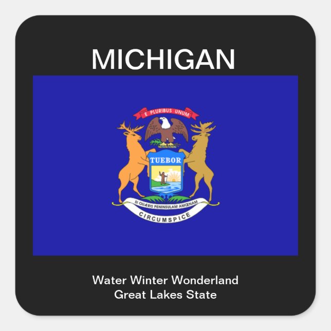 Michigan Flag Quadratischer Aufkleber (Vorderseite)
