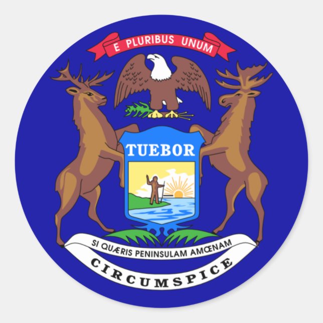 Michigan Flag Runder Aufkleber (Vorderseite)