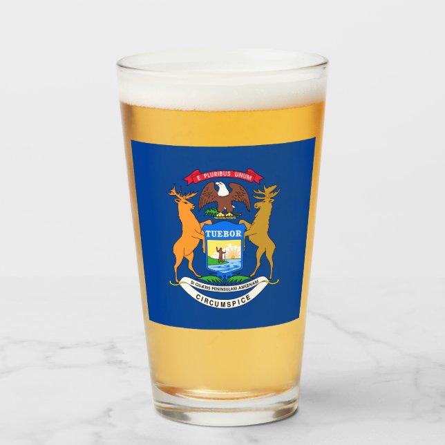 Michigan-Flagge Glas (Vorne (Gefüllt))