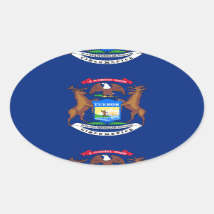 Michigan-Flagge Ovaler Aufkleber