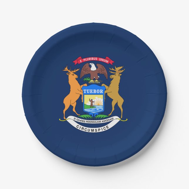 Michigan-Flagge Pappteller (Vorderseite)