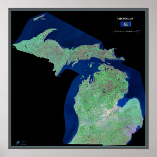 Michigan from space satellite poster