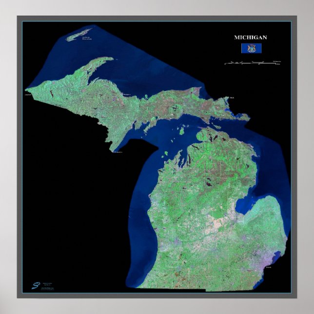 Michigan from space satellite poster (Vorne)