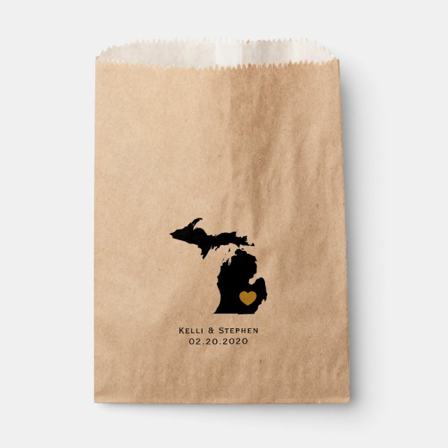 Michigan Gastgeschenk Hochzeit Leckerei Säcke, Ges Geschenktütchen (Vorderseite)