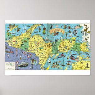 Michigan-Gebiet 1935 Bildkarte Poster