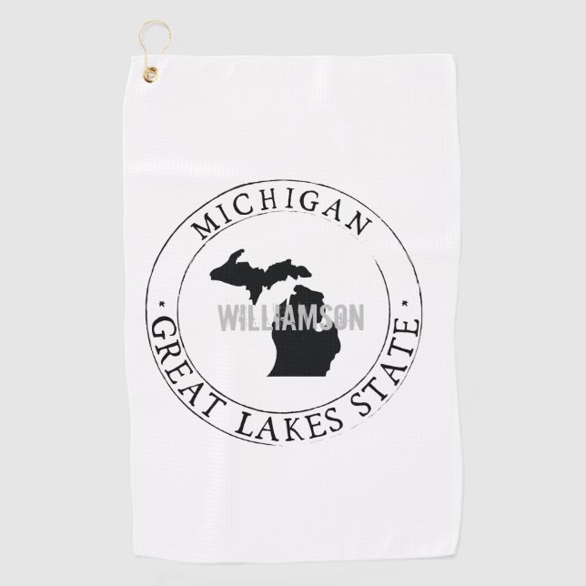Michigan Golf Towel Staat Personalisiert Golfhandtuch (Vorderseite)