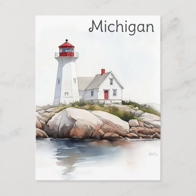 Michigan Great Lakes Lighthouse Postkarte (Vorderseite)