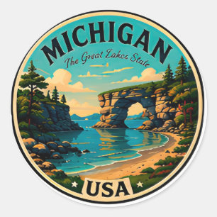 Michigan Great Lakes Outdoor-Reise Runder Aufkleber