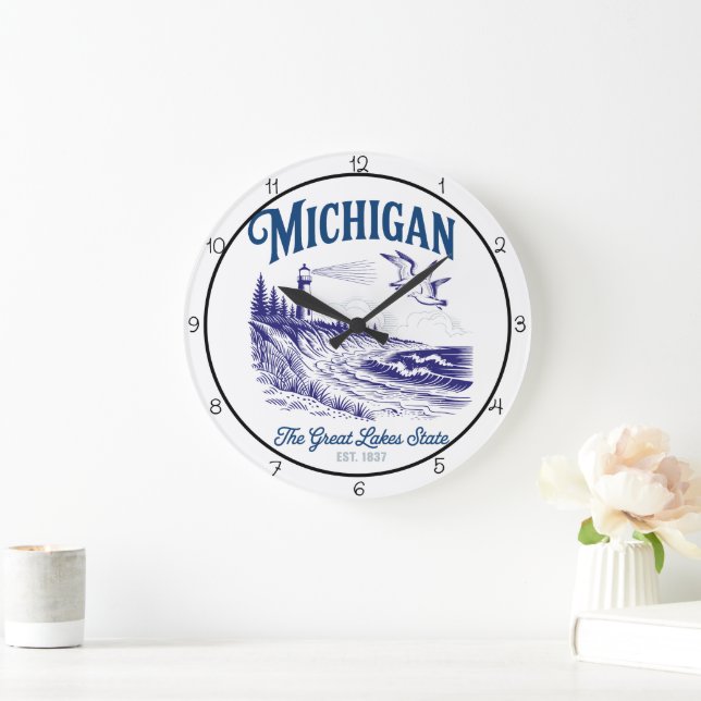 Michigan Great Lakes State  Große Wanduhr (Zuhause)