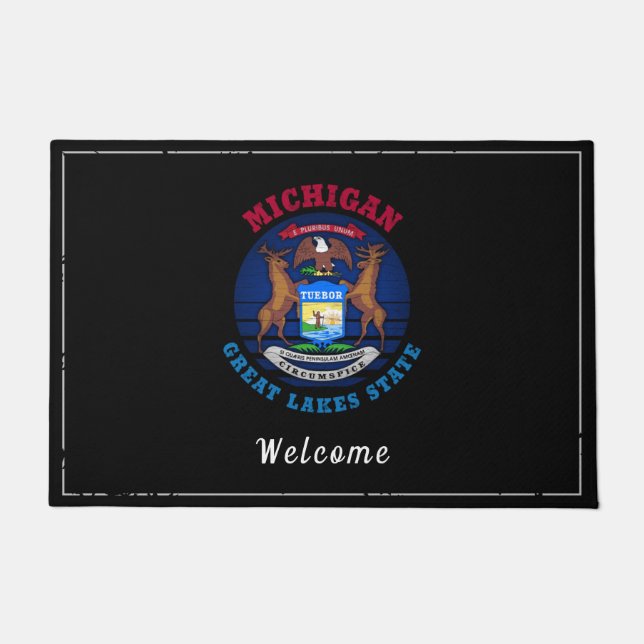 MICHIGAN GREAT SEES STAAT FLAG DOORMAT FUßMATTE (Vorderseite)