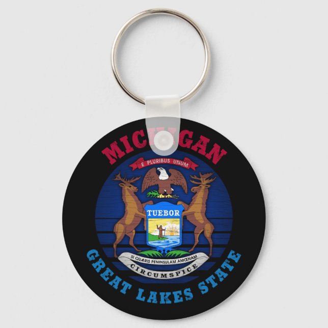 MICHIGAN GREAT SEES STAAT FLAG KERING SCHLÜSSELANHÄNGER (Vorderseite)