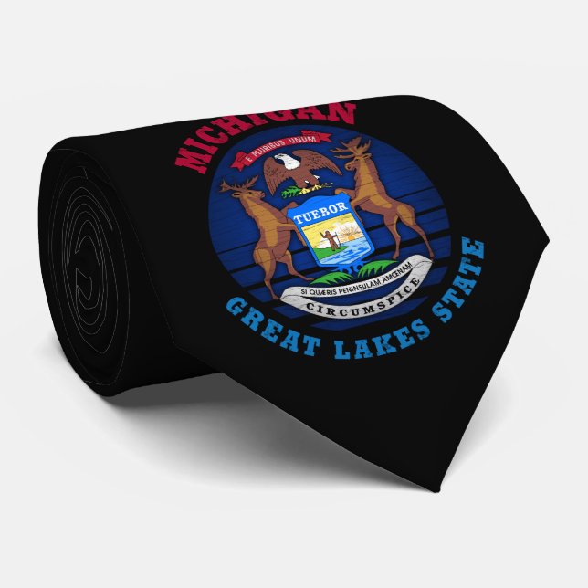 MICHIGAN GREAT SEES STAAT FLAG KRAWATTE (Gerollt)