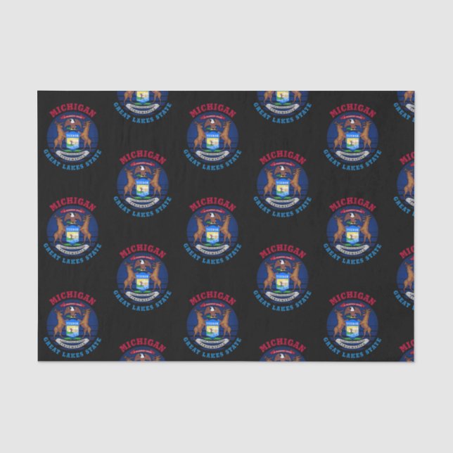 MICHIGAN GREAT SEES STAAT FLAG SEIDENPAPIER (Vorderseite)