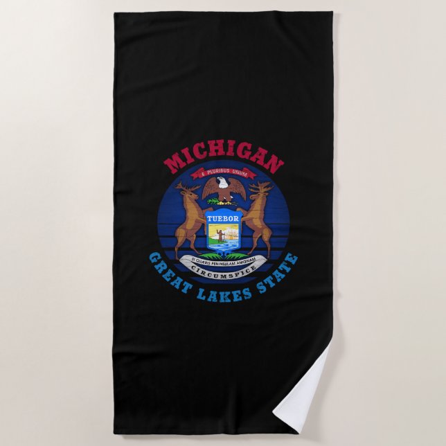 MICHIGAN GREAT SEES STAAT FLAG STRANDTUCH (Vorderseite)