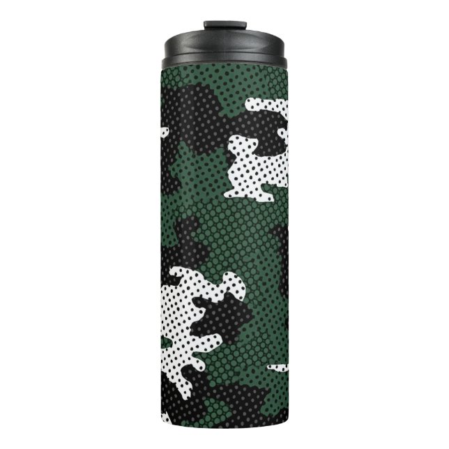 Michigan Green & White Warrior Camo Printed Thermosbecher (Vorderseite)
