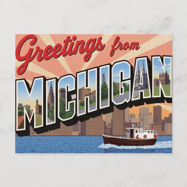 Michigan Grüße groß Postkarte (Vorderseite)