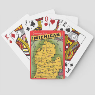 Michigan-Grußkarte-Map-Spielkarten Spielkarten