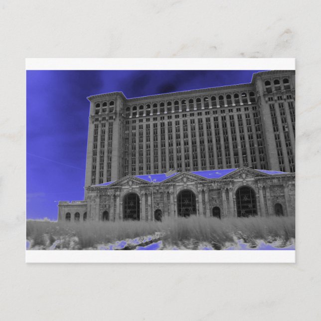 Michigan Hauptbahnhof, Detroit Postkarte (Vorderseite)