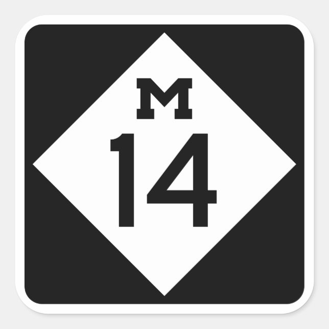 Michigan Highway M-14 Sign Square Sticker (Vorderseite)