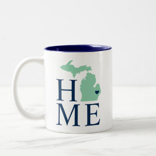Michigan Home Mint und Navy Blue Benutzerdefiniert Zweifarbige Tasse