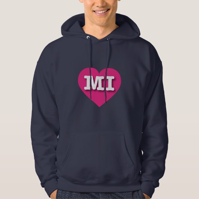 MIchigan Hot Pink Heart - I Liebe MI Hoodie (Vorderseite)