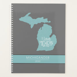 Michigan I Liebe Blue Gray Silhouette Planer