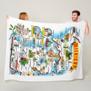 Michigan illustrierte Karte Fleece-Decke Fleecedecke