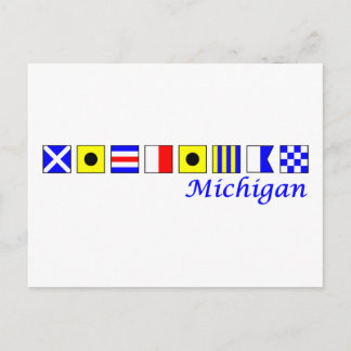 Michigan in nautischer Flagge geschrieben Alphabet Postkarte