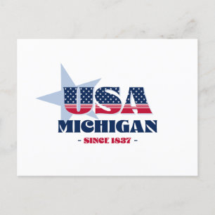 Michigan in Rot, Weiß und Blau-Postkarte Postkarte