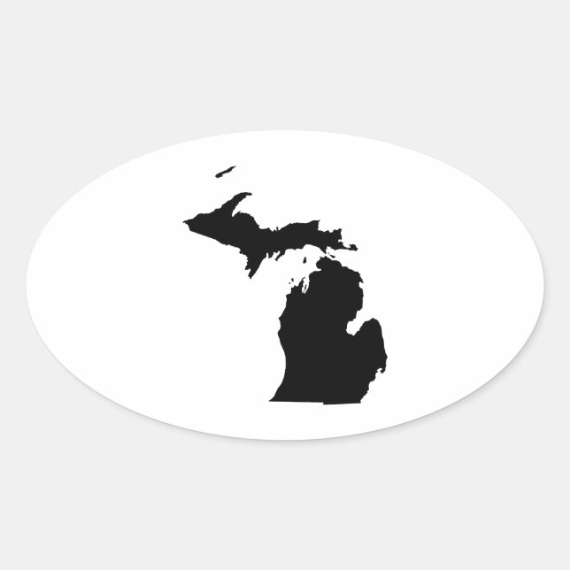 Michigan in Schwarz und Weiß Ovaler Aufkleber (Vorderseite)