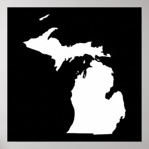 Michigan in Weiß und Schwarz Poster