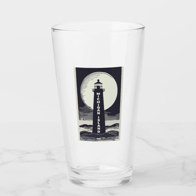 Michigan Island Lighthouse Moon Glas (Vorderseite)