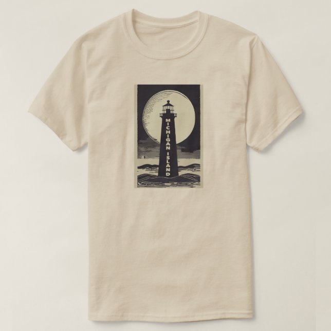 Michigan Island Lighthouse Moon T-Shirt (Design vorne)