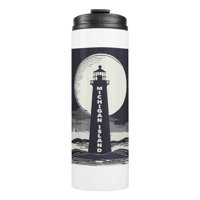 Michigan Island Lighthouse Moon Thermosbecher (Vorderseite)